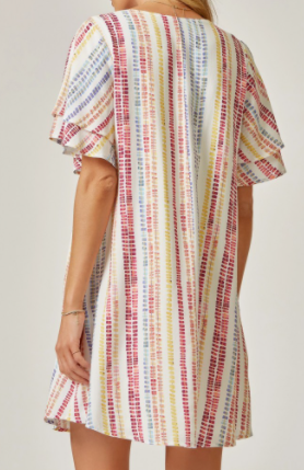 Janelle Multi-colored Tiered Sleeve Dress