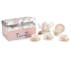 PINK ROSES CHILDS PORCELAIN TEA SET