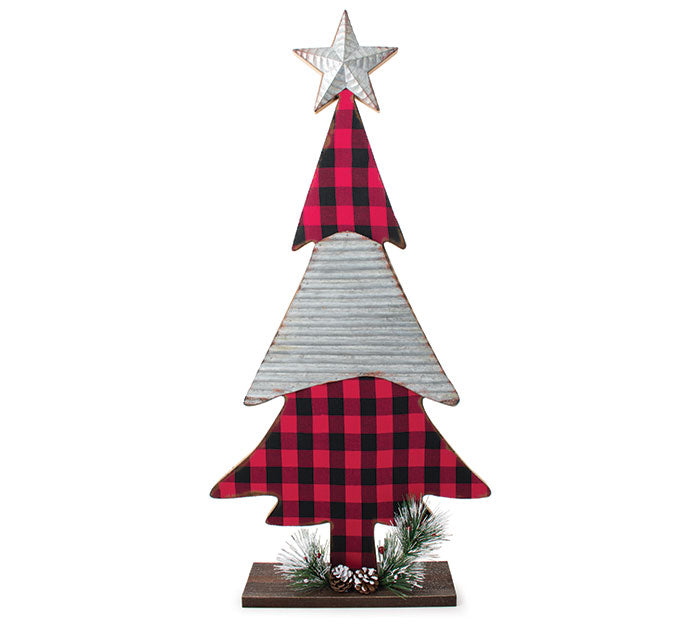 Red Black Check and Corrugated Tin Tree - Matarow