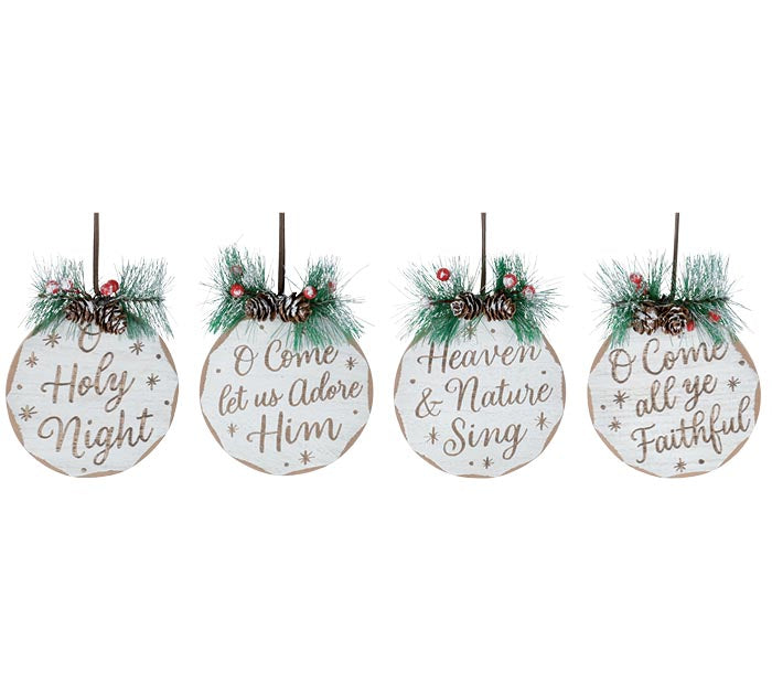Rustic Wood Disc Ornament with greenery