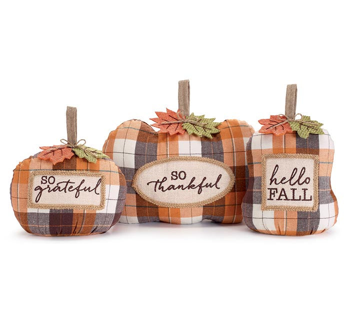 Plaid Message Pumpkin Pillows