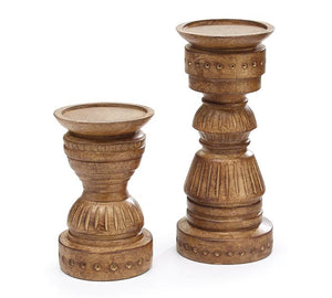 PECAN BROWN DISTRESSED CANDLEHOLDER