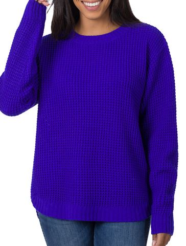 Hi-Low Long Sleeve Waffle Sweater - See Color Options