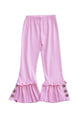 Pink Solid Ruffle Pants with button accent