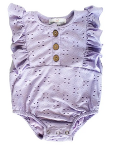 Denise Button Front Ruffle Romper