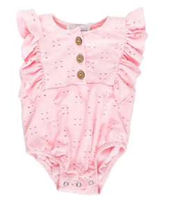 Denise Button Front Ruffle Romper