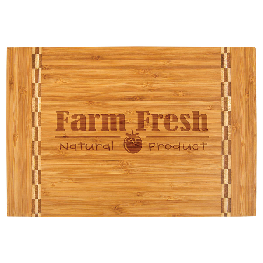 Bamboo Cutting Board with Butcher Block Inlay 15 inch - Matarow