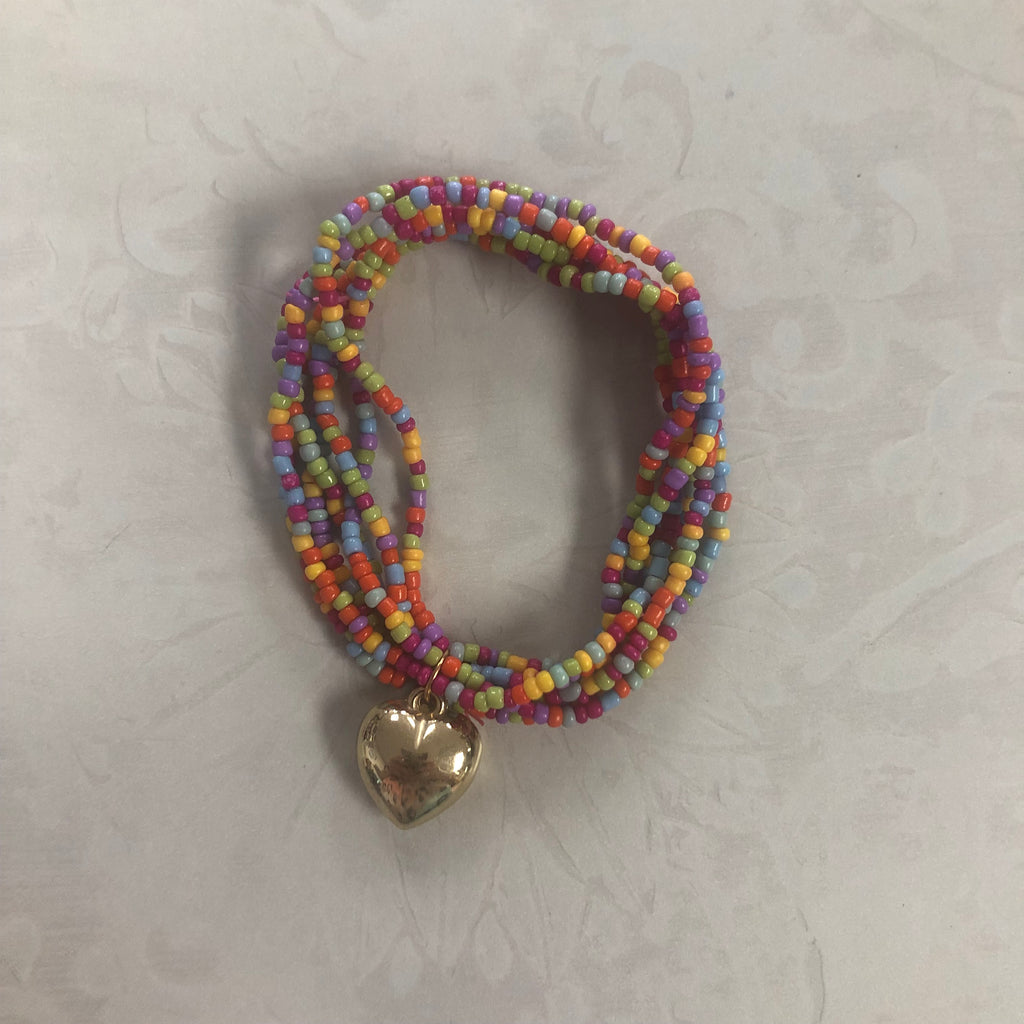 Kids Beaded Bracelets with Heart Charm
