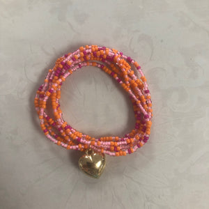 Kids Beaded Bracelets with Heart Charm