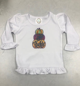 Neon Pumpkin Long Sleeve Ruffle Tee