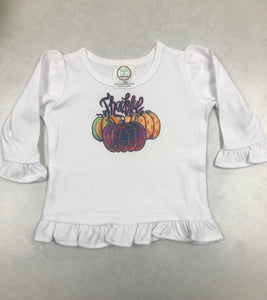 Neon Pumpkin Long Sleeve Ruffle Tee