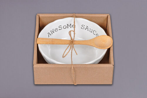 Awesome Sauce Dip Bowl with Wooden Spoon