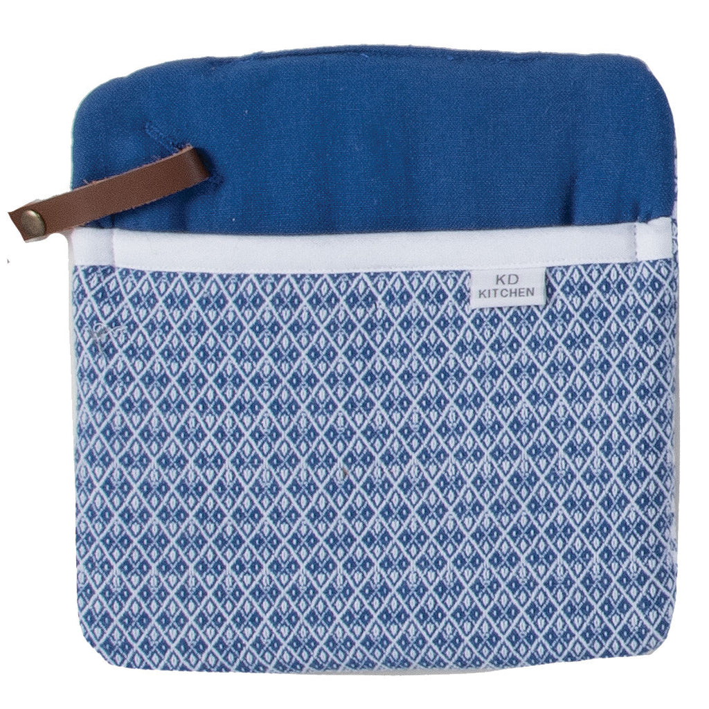 True Blue Geometric Print Design Oven Pocket Mitt