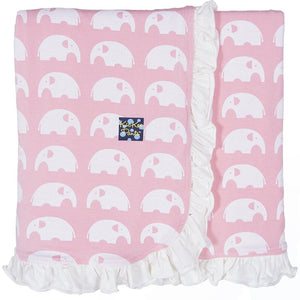 Kickee Print Ruffle Stroller Blanket in Lotus Elephant