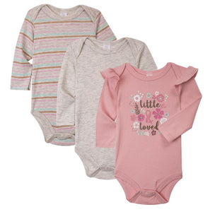Baby Kiss 3Pk Long Sleeve Bodysuits