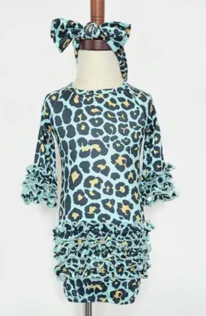 Aqua Leopard Baby Gown