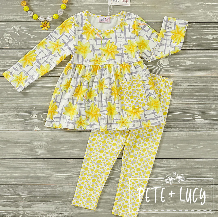 Daffodil Party - 2-Piece Pants Set- Long Sleeve