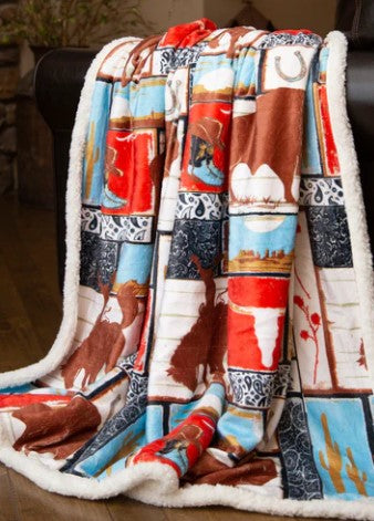 Western Sherpa Throw Blankets - See Styles