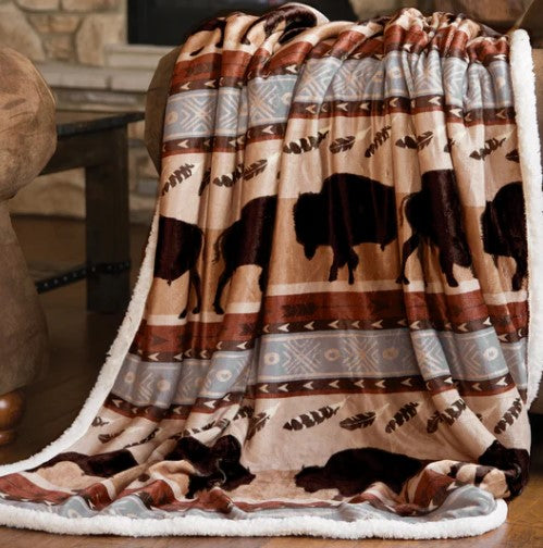 Western Sherpa Throw Blankets - See Styles