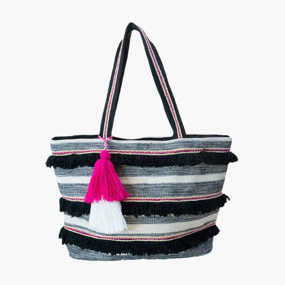 Jen & Co Taisha & Gianni Striped Tassel Tote