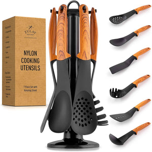 Non Stick Nylon Kitchen Utensil Set With Rotating Stand