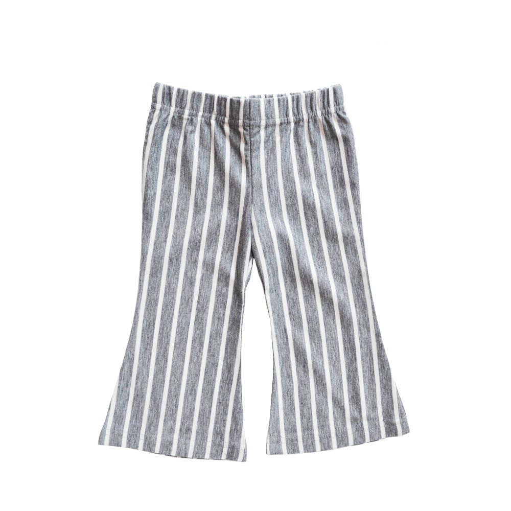 Blakely Boho Bell Bottoms - Gray & White Stripe