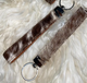 Cowhide Keychain Wristlet Brown & White