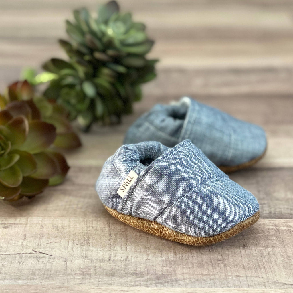 Blue Linen Moccasins - Matarow