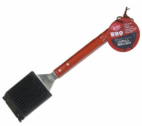 BBQ Stainless Steel Brush with Wood Handle, 18-Inch, Silver