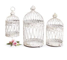 Distressed White Bird Cage - Matarow