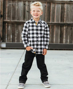 Ruggedbutts Black & White Plaid Button Down Shirt