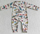 Fish print long sleeve baby romper