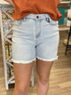 JUDY BLUE HIGH WAIST BLEACH LIGHT CUT OFF SHORTS