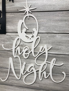 Oh Holy Night Nativity Triangle Shaped Wall Art