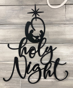 Oh Holy Night Nativity Triangle Shaped Wall Art