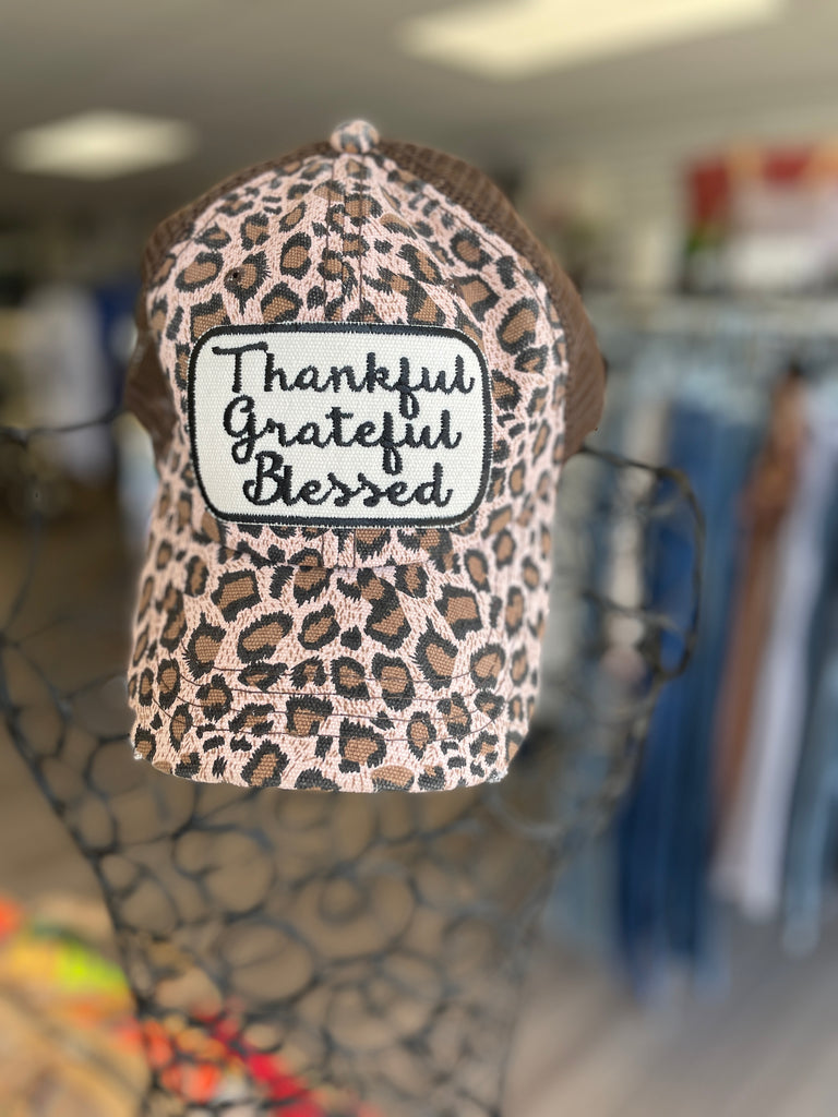 Thankful Graterful Blessed Leopard Hat
