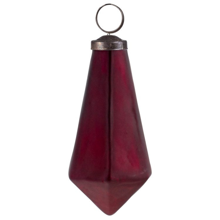 Matte Crackle Glass Teardrop Merlot Ornament