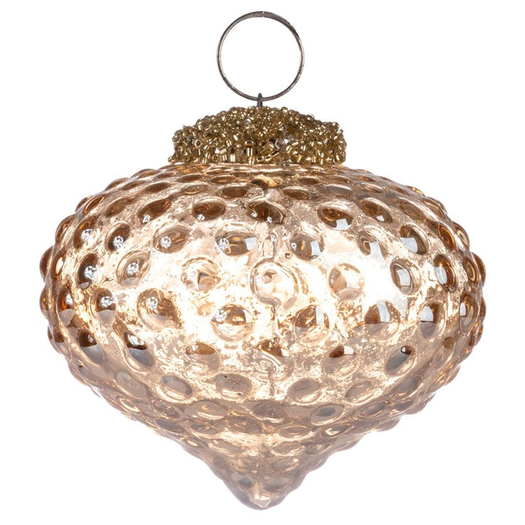 Hobnail Drop Glass Champagne Ornament