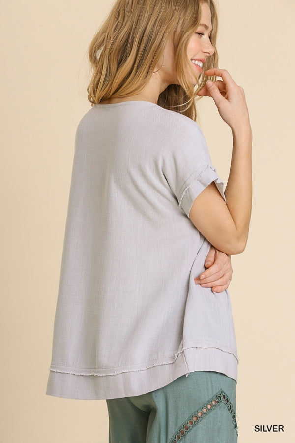 Julie Split Neck Short Sleeve Top
