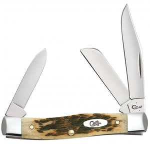 Case Amber Bone Peach Seed Jig Chrome Vanadium Medium Stockman (Pen Blade) No. 00079 - Matarow
