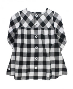 Black & White Plaid Button Back Dress