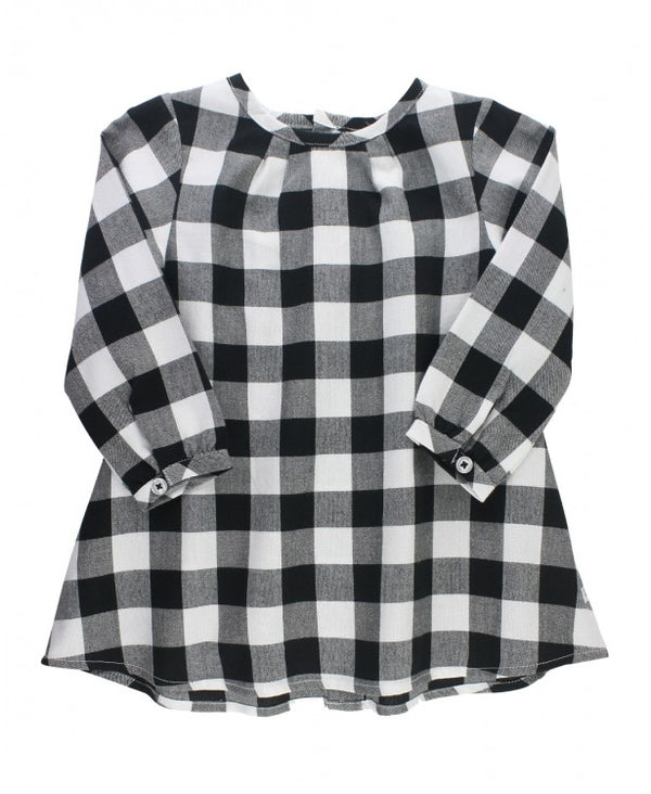 Black & White Plaid Button Back Dress