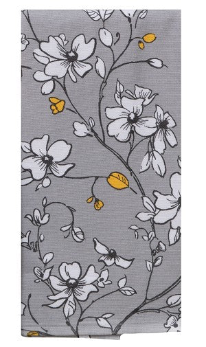 Sweet Home Gray Floral Design Cotton Dual Purpose Kitchen Dish Terry Towel