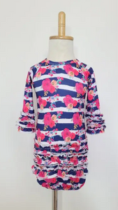 Navy Stripe Baby Gown