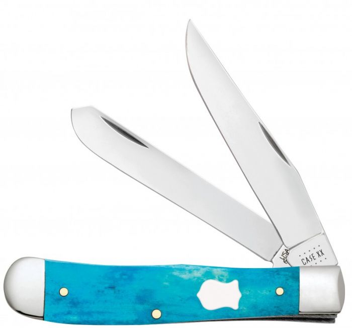 Case Smooth Caribbean Blue Bone Trapper Knife No. 50662